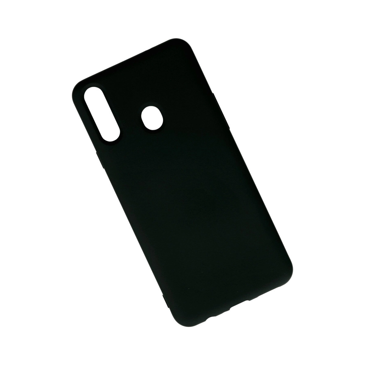 Kamera ve flaş için kesikleri olan siyah telefon kılıfı.