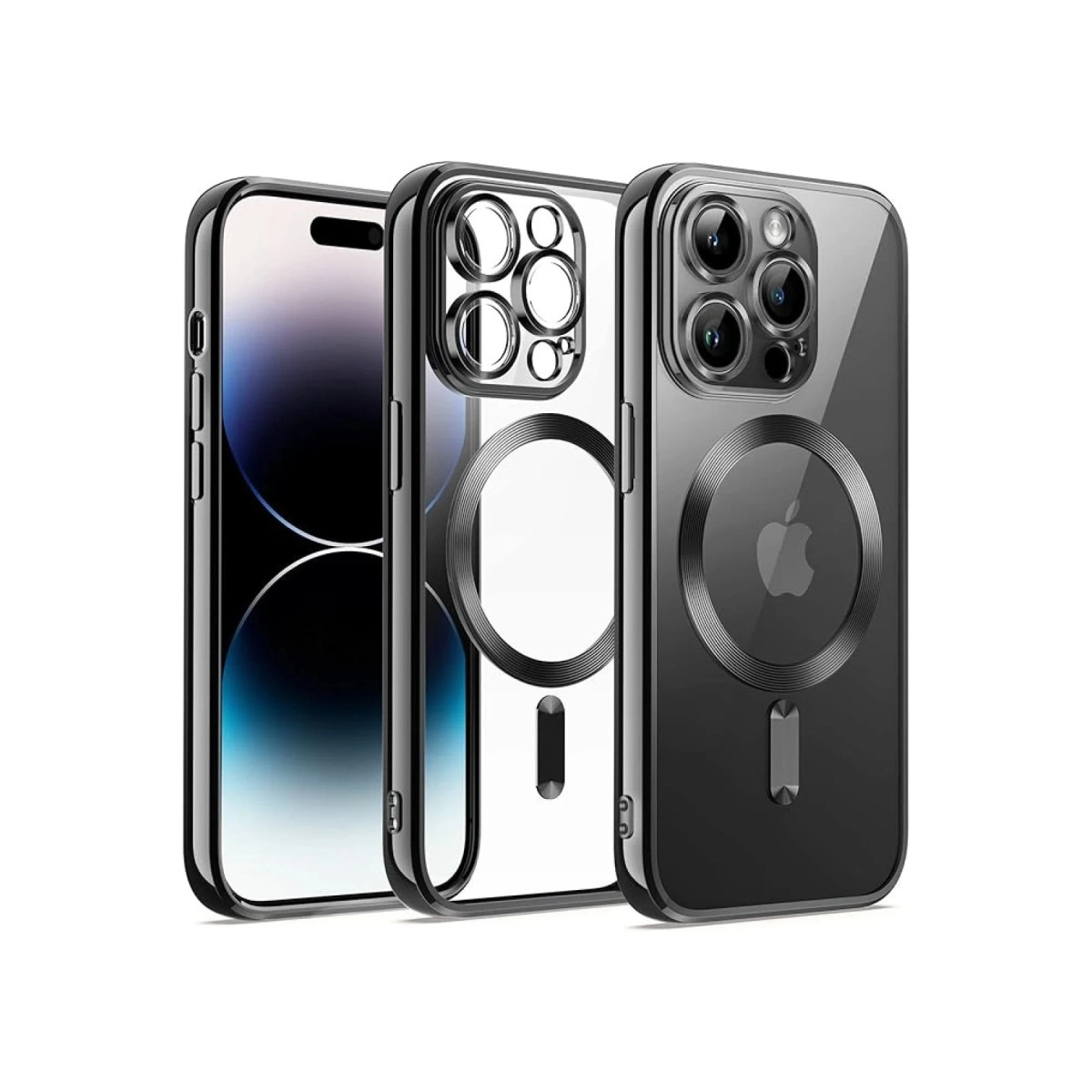 NEWFACE iPhone 13 Pro Max Uyumlu Kross Magneticsafe Kapak Telefon Kılıfı Siyah