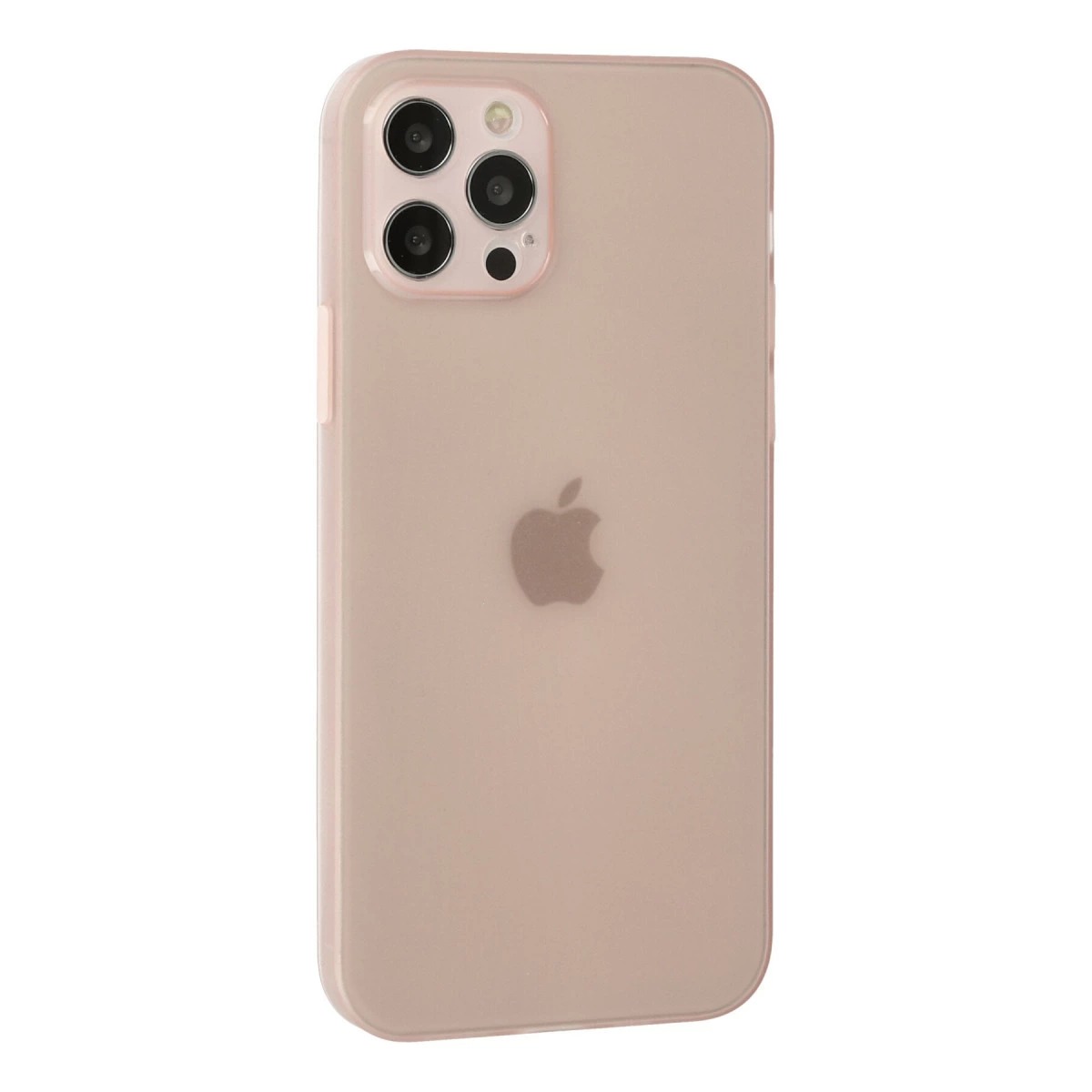 Üç kameralı, Apple logolu, rose altın rengi iPhone kılıfı.