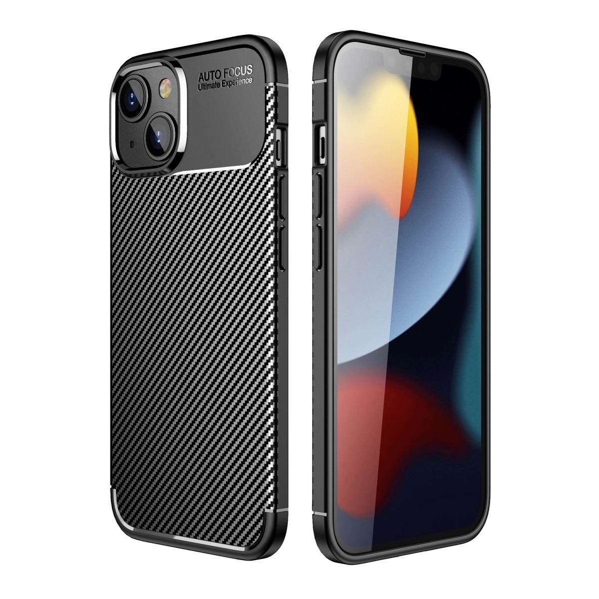 NEWFACE iPhone 14 Plus Uyumlu Auto Focus Karbon Kapak Telefon Kılıfı Siyah