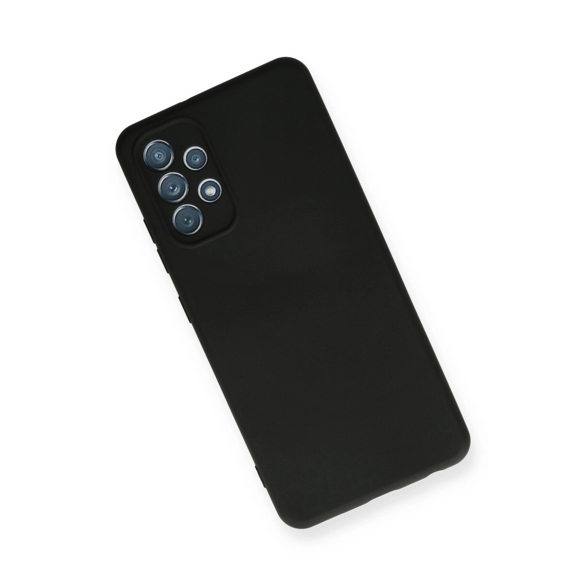 Beyaz arka plan üzerinde kamera kesimli siyah telefon kılıfı.