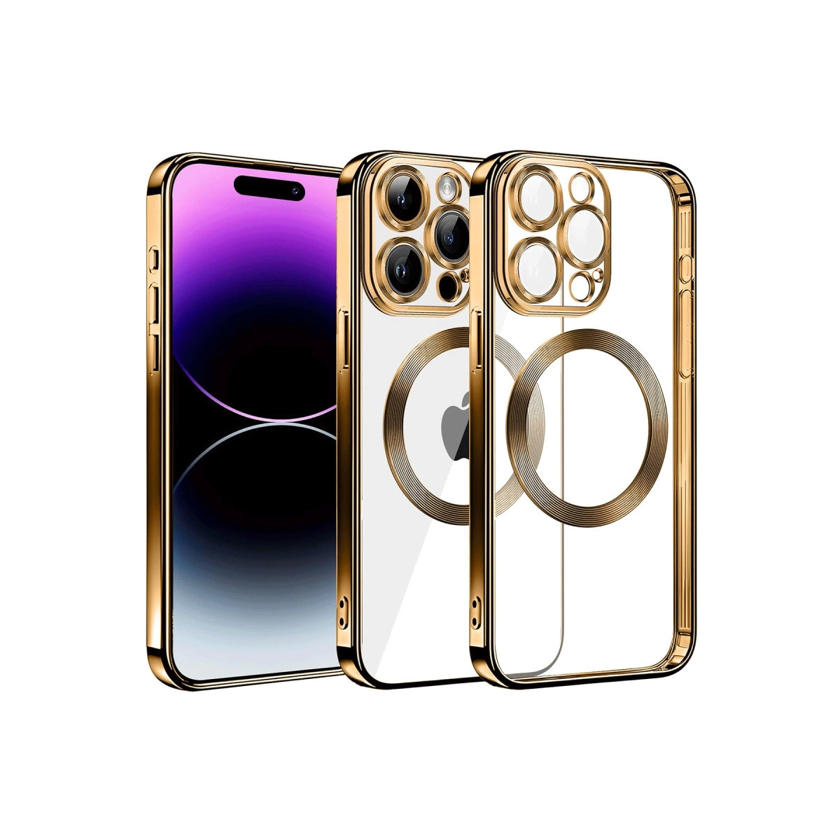 NEWFACE iPhone 13 Pro Max Uyumlu Slot Silikon Telefon Kılıfı Gold
