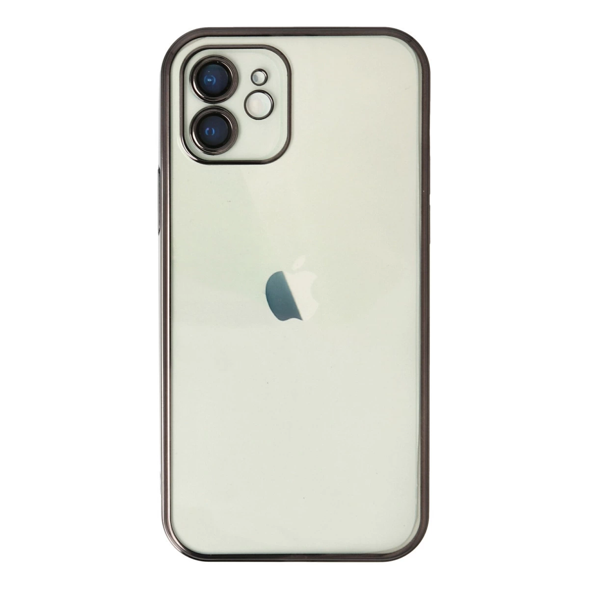 İki kameralı açık yeşil iPhone'un arkası ve Apple logosu.