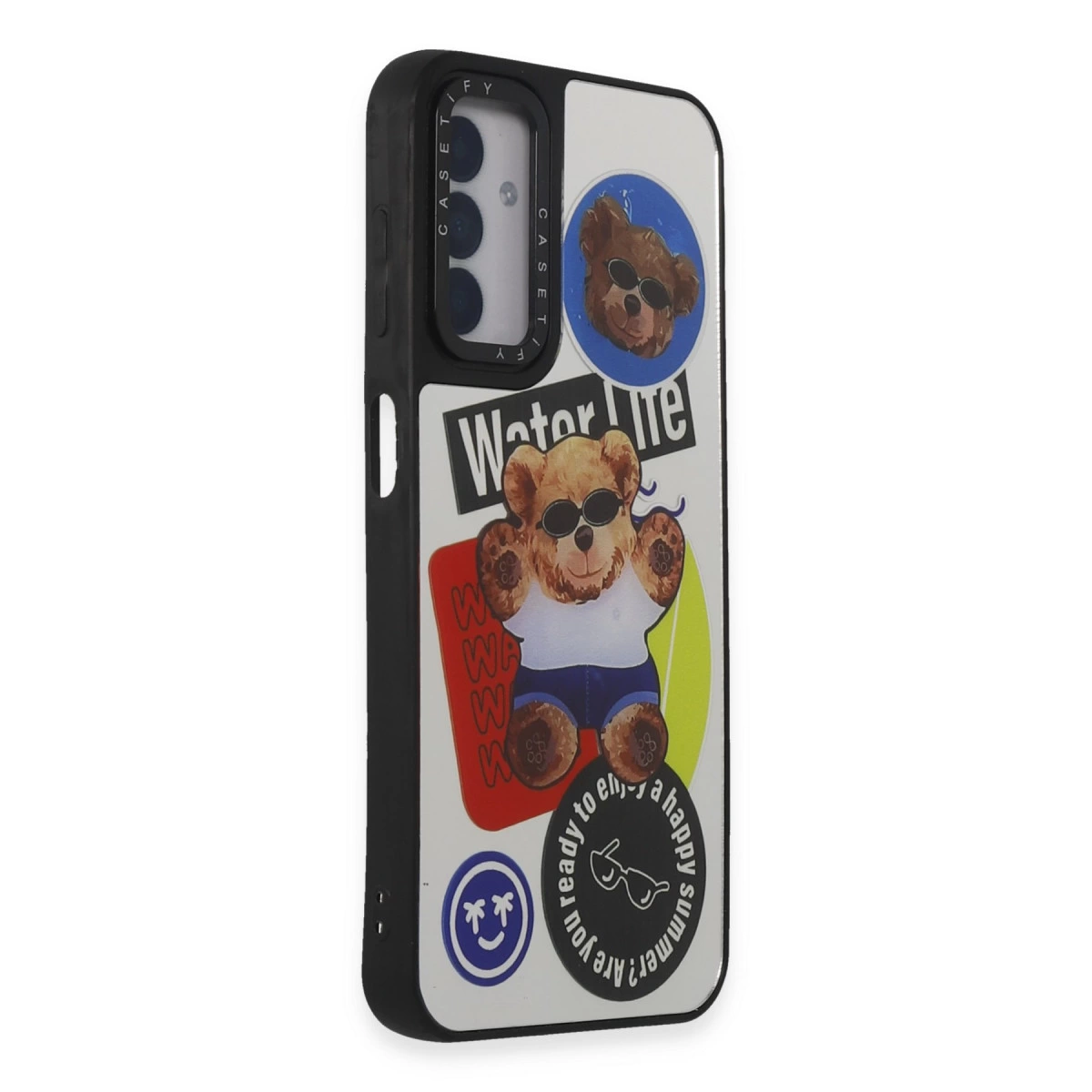 Ayı grafikli, "Water Life" yazılı ve güneş gözlüklü telefon kılıfı.