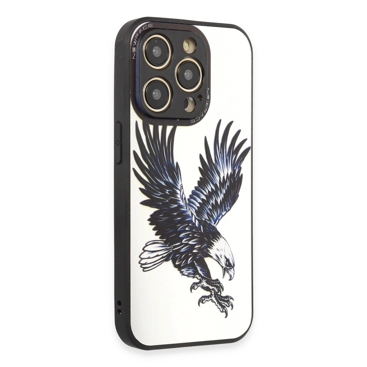 Kartal baskılı ve kamera modüllü iPhone kılıfı.