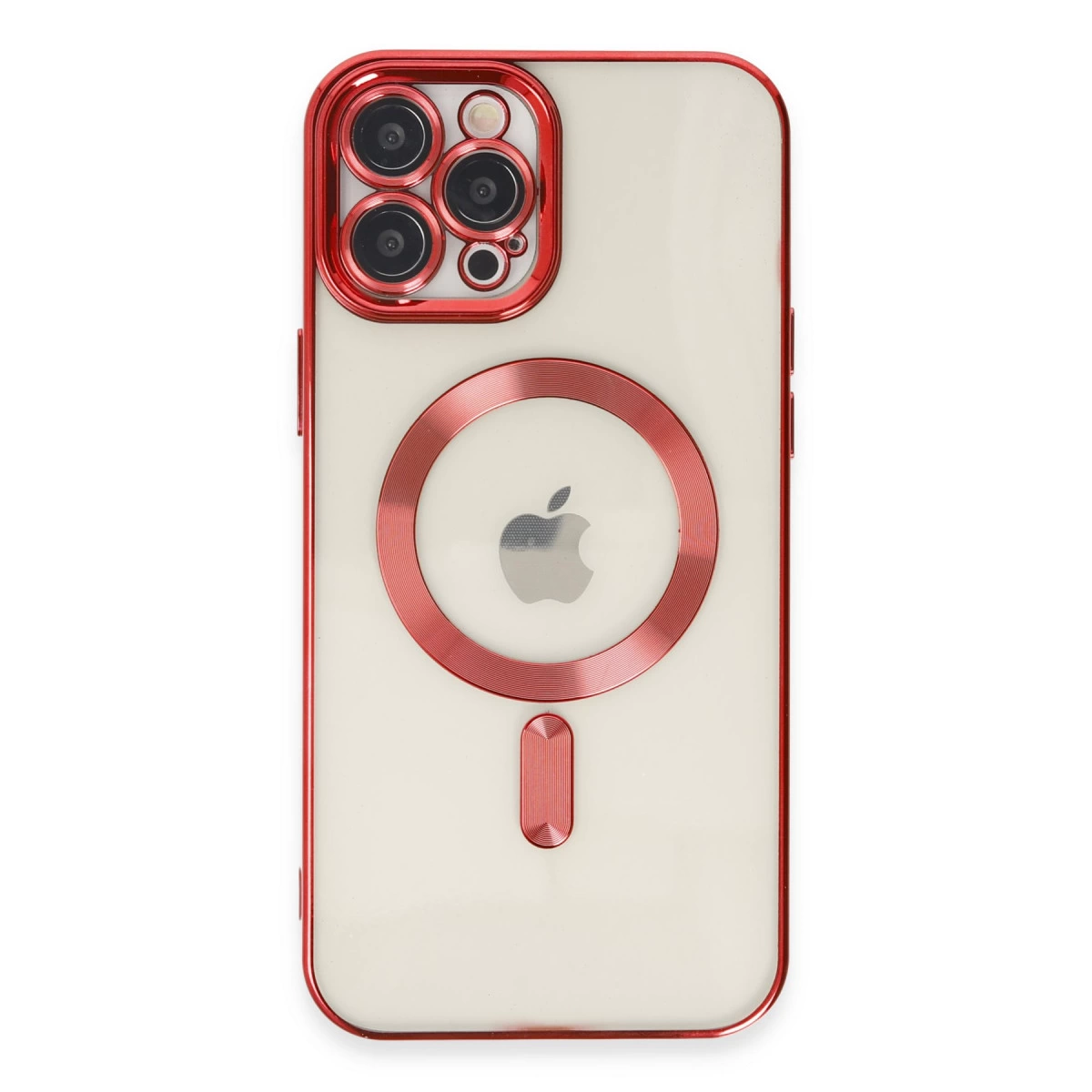 NEWFACE iPhone 12 Pro Max Uyumlu Kross Magneticsafe Kapak Telefon Kılıfı Kırmızı
