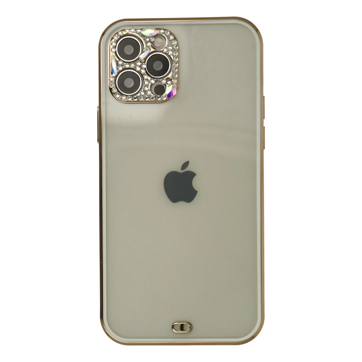 Taşlarla süslenmiş dört kameralı bir iPhone kılıfı.