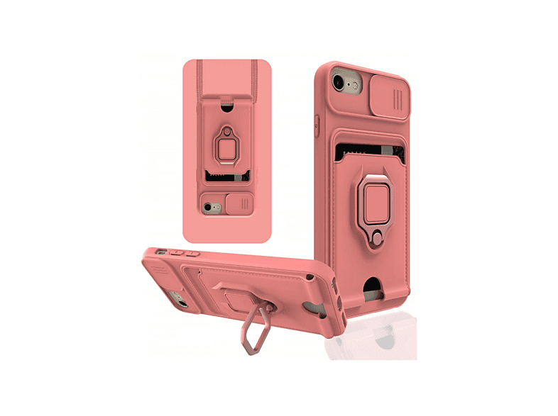 NEWFACE iPhone 7 Uyumlu Zuma Kartvizitli Yüzüklü Silikon Telefon Kılıfı Pembe