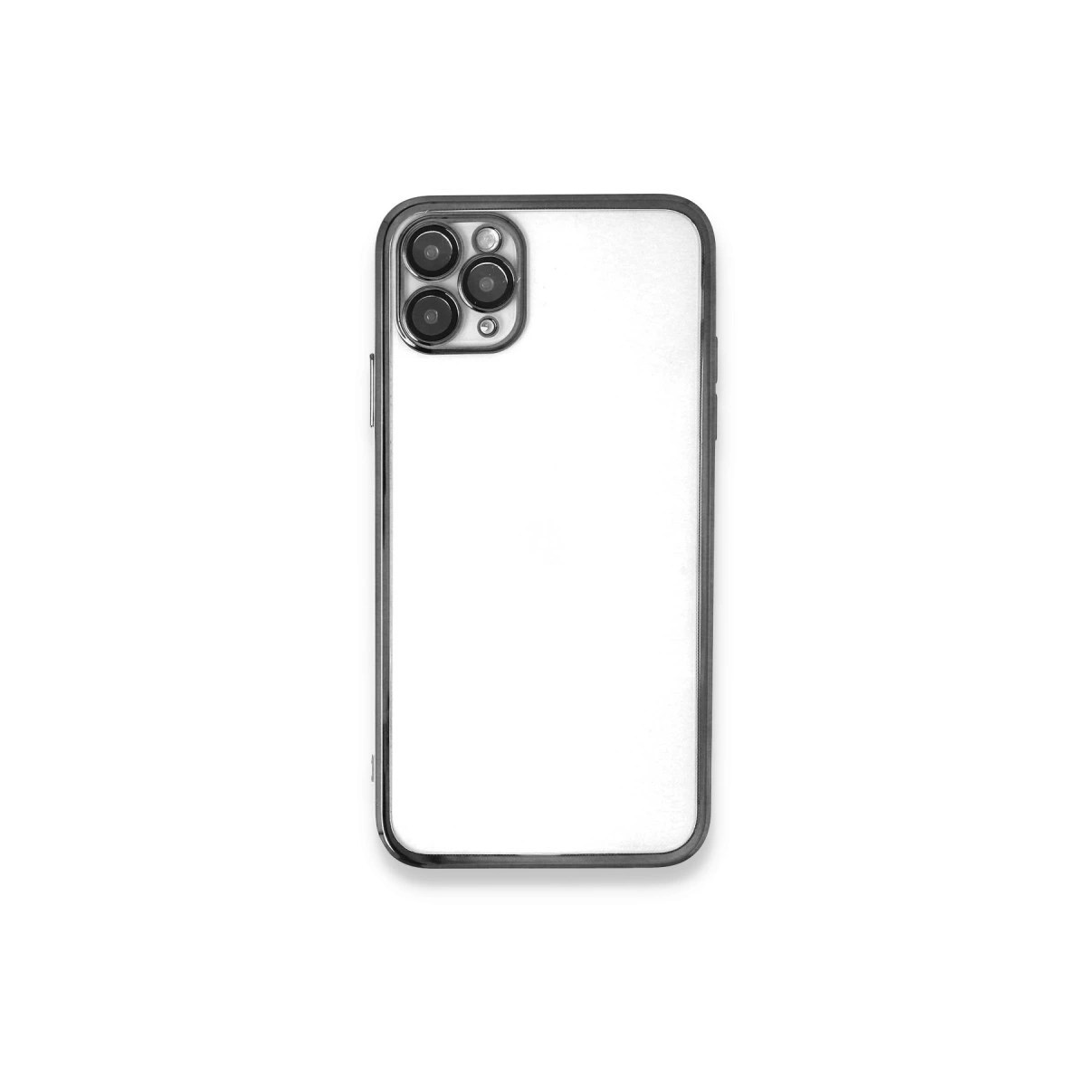 NEWFACE iPhone 11 Pro Max Uyumlu Kamera Korumalı Lensli Silikon Telefon Kılıfı Gümüş