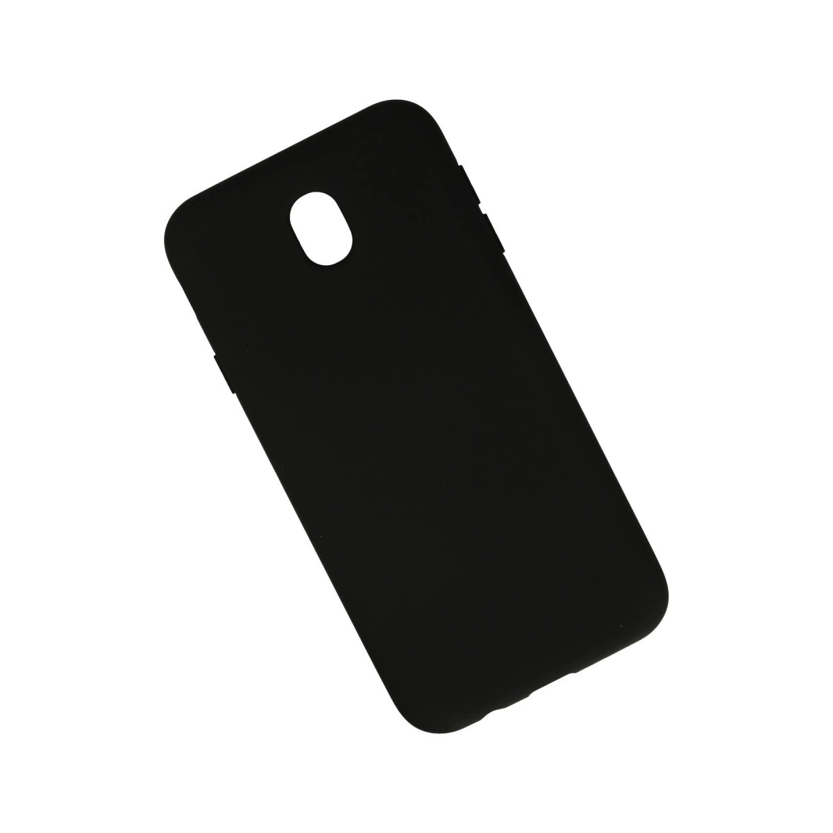 Kamera ve flaş için kesimli siyah telefon kılıfı.