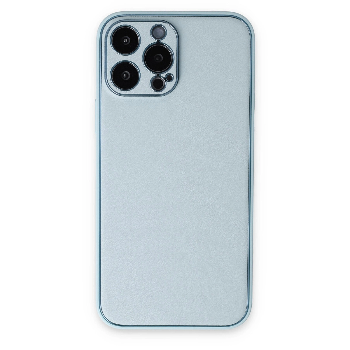 NEWFACE iPhone 14 Pro Uyumlu Coco Deri Silikon Kapak Telefon Kılıfı Sky Blue