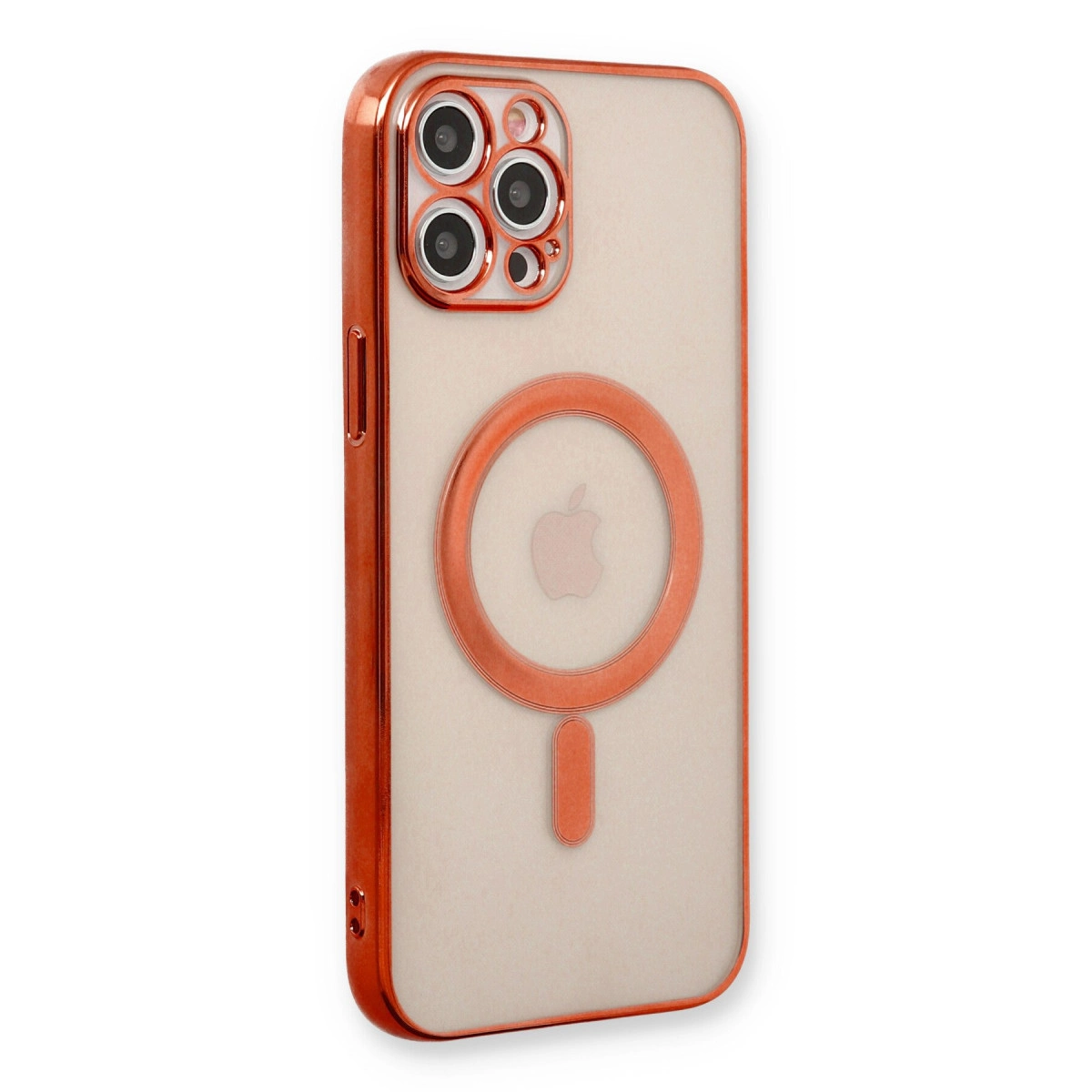 NEWFACE iPhone 12 Pro Uyumlu Magneticsafe Lazer Silikon Telefon Kılıfı Kırmızı