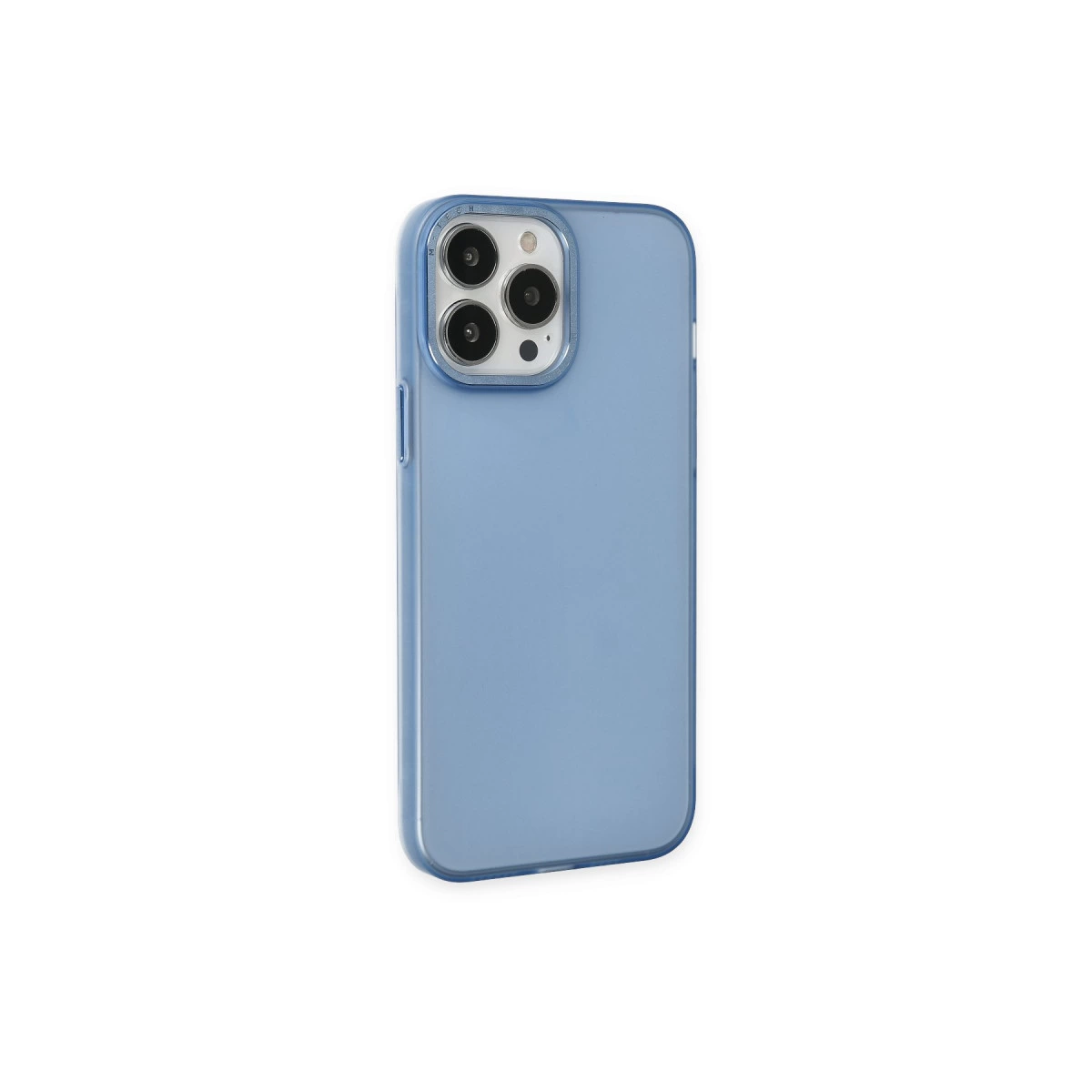Üç kamera lensli mavi telefon kılıfı.