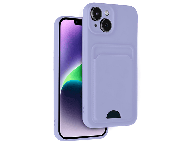 NEWFACE iPhone 14 Uyumlu Kelvin Kartvizitli Silikon Telefon Kılıfı Lila