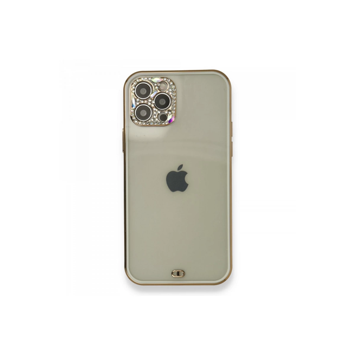 NEWFACE iPhone 12 Pro Uyumlu Liva Taşlı Silikon Telefon Kılıfı Beyaz