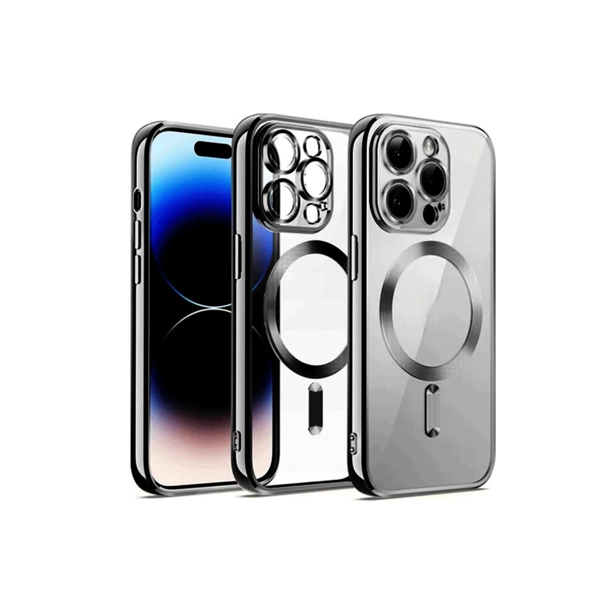 NEWFACE iPhone 13 Pro Max Uyumlu Kross Magneticsafe Kapak Telefon Kılıfı Gümüş