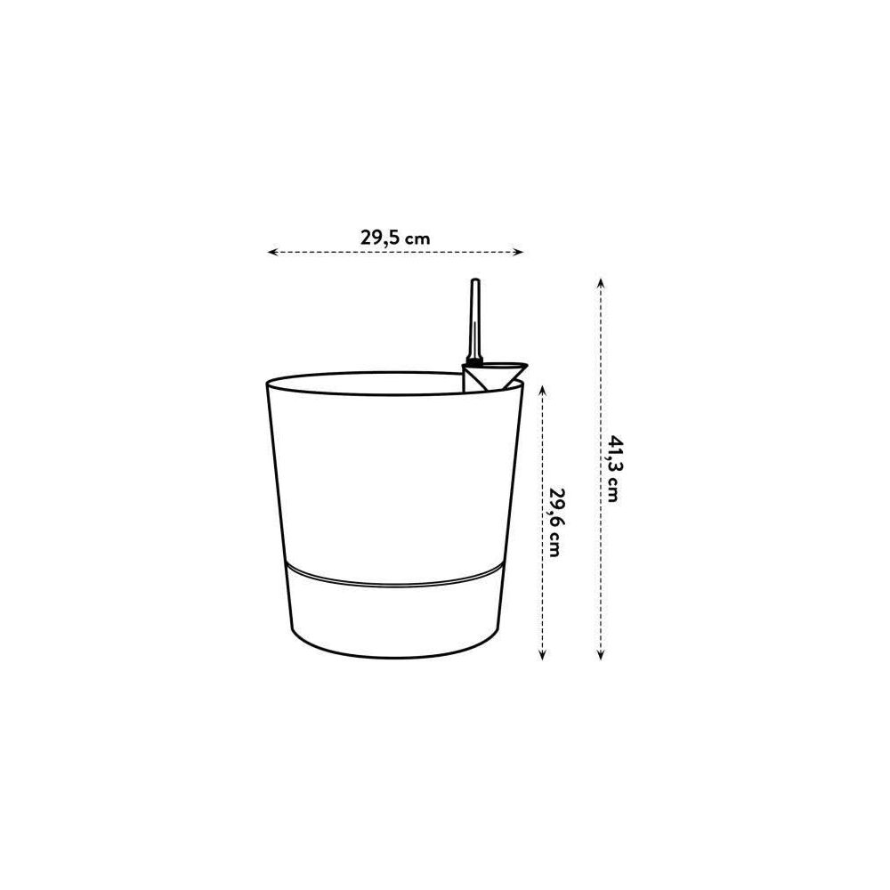 Technische Zeichnung eines runden Behälters mit Maßen 29,5 cm Breite und 41,3 cm Höhe.