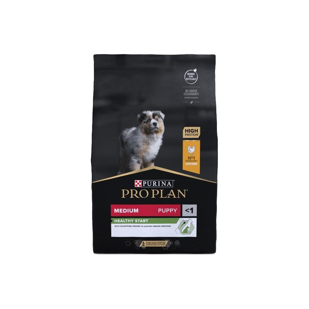 Purina Pro Plan Hundefuttertasche: Medium Puppy, High Protein, Huhn als Nr. 1 Zutat.