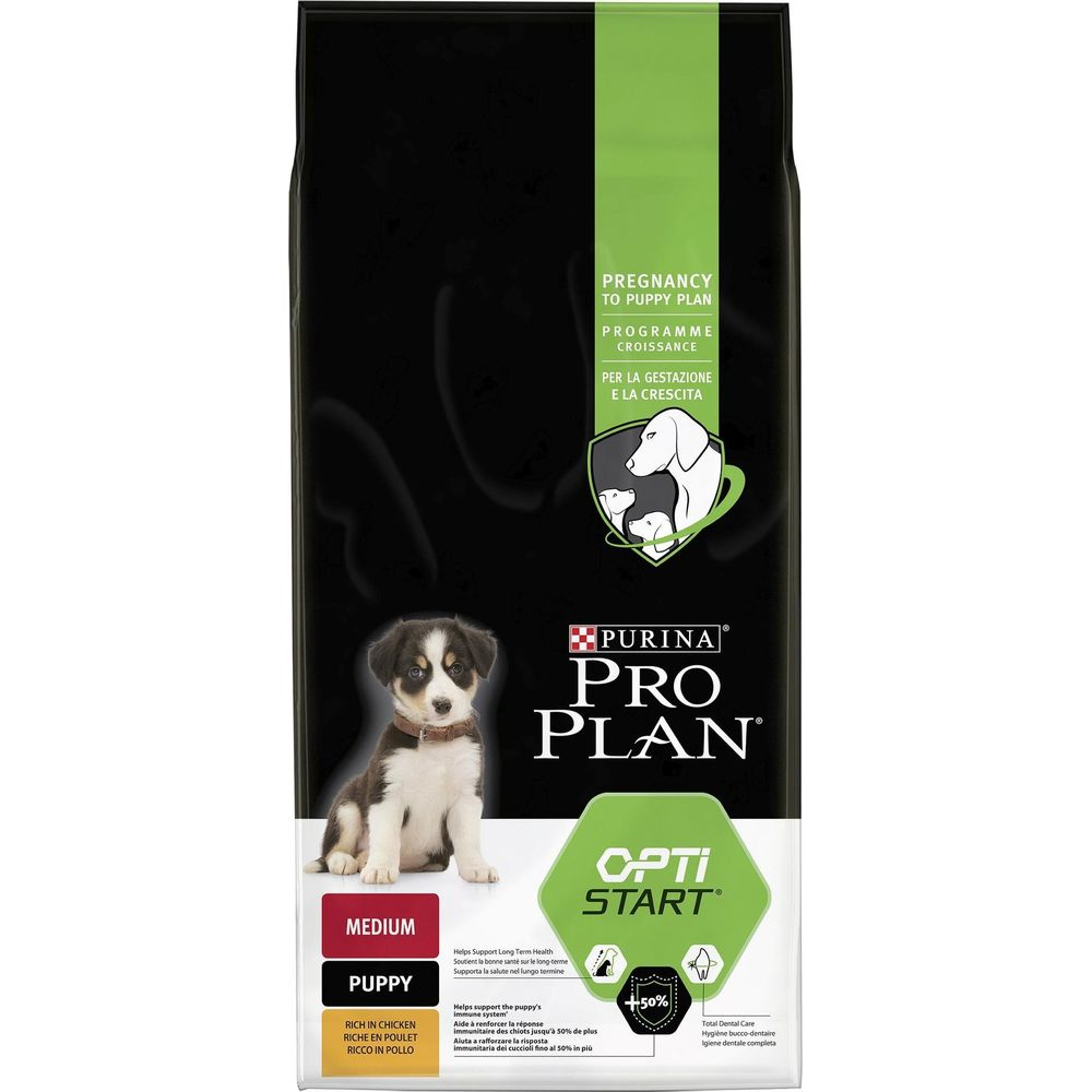 Hundefutterpackung mit Welpenfoto. Oben steht 'Pregnancy to Puppy Plan'.