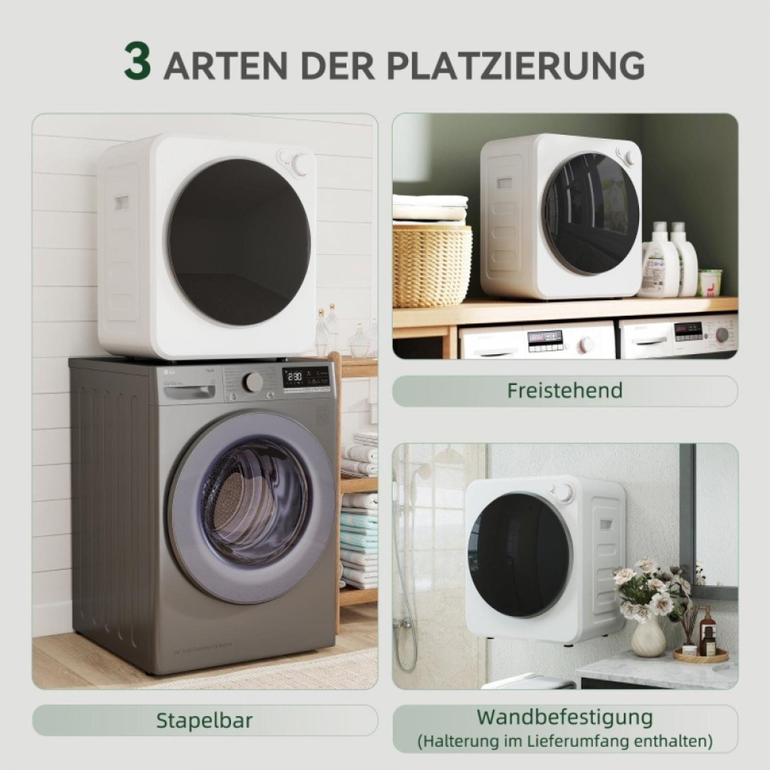 Drei Arten der Platzierung: Stapelbar, freistehend und wandmontiert.