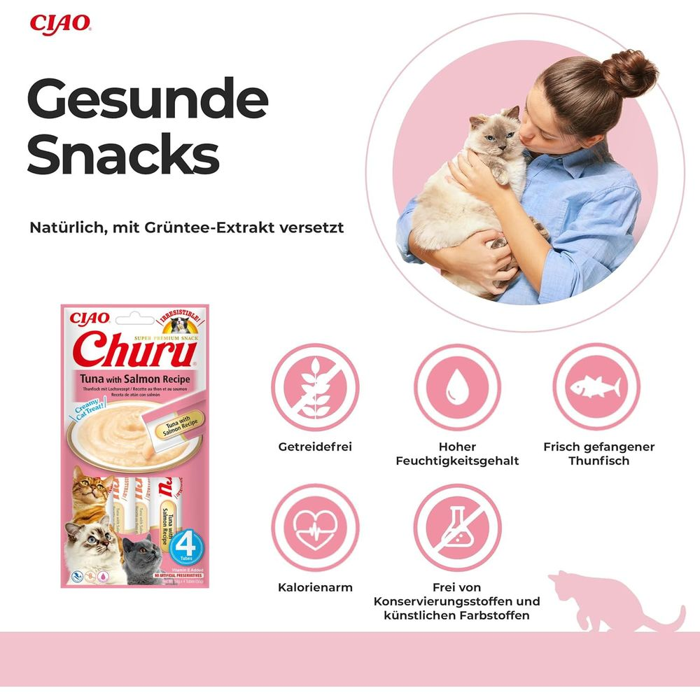 Snacks saludables: Gato con snacks de atún y salmón, sin gluten, húmedo, atún.