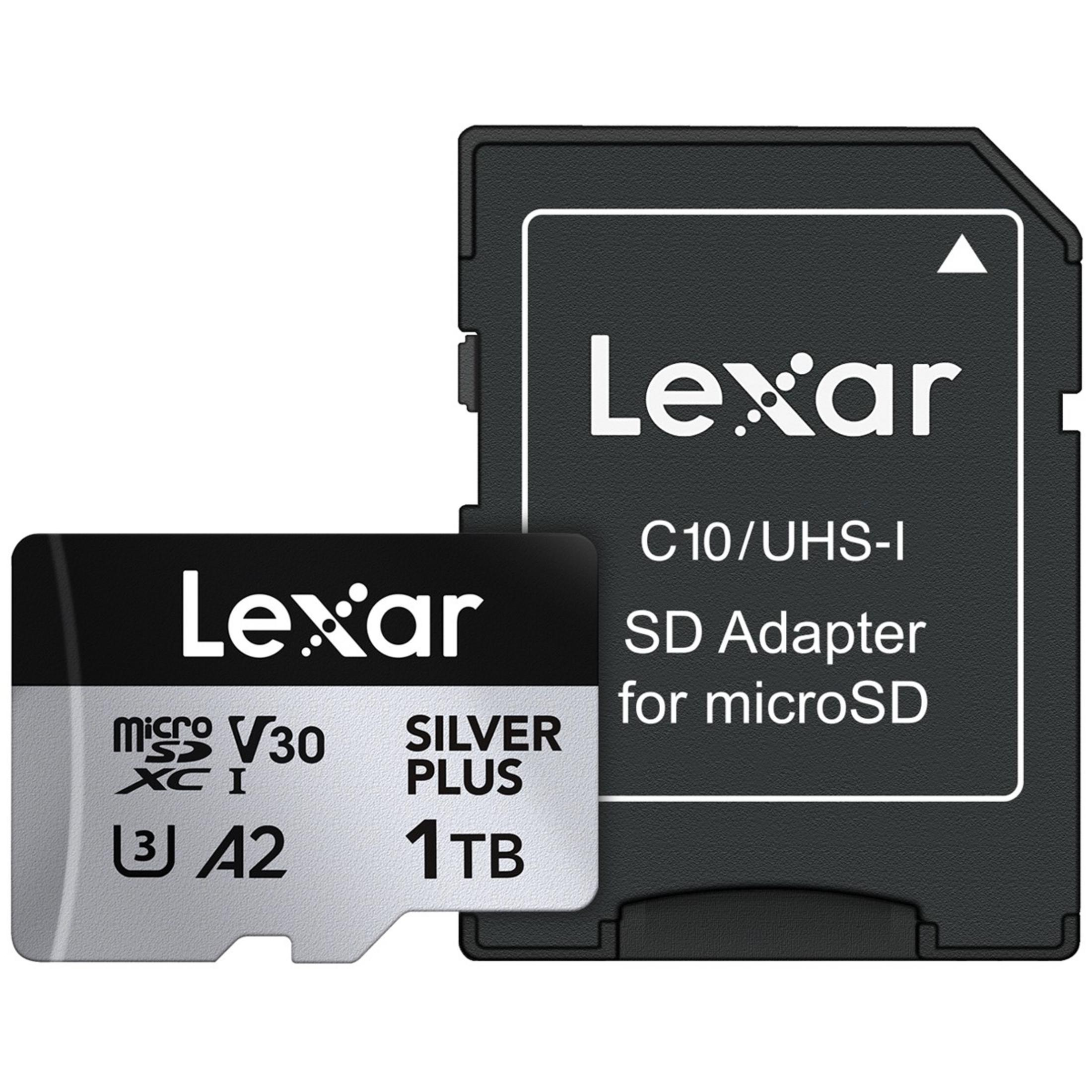 Carte Lexar microSDXC I Silver Plus 1TB et adaptateur SD.