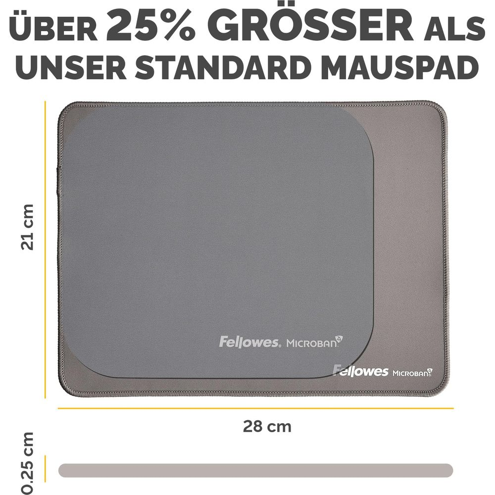 Graues Fellowes Mauspad, 28x21cm, 0,25cm dick.