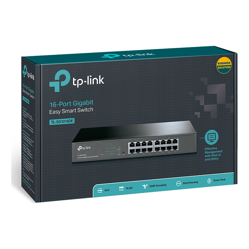 TP-Link 16-Port Gigabit Easy Smart Switch TL-SG1016DE in OVP.