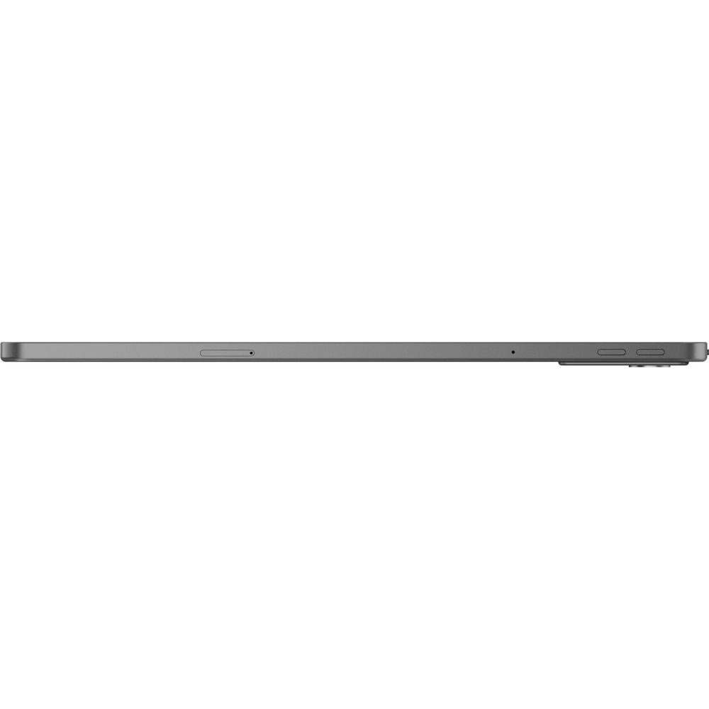 Tablet grigio di lato con slot SIM e pulsanti.