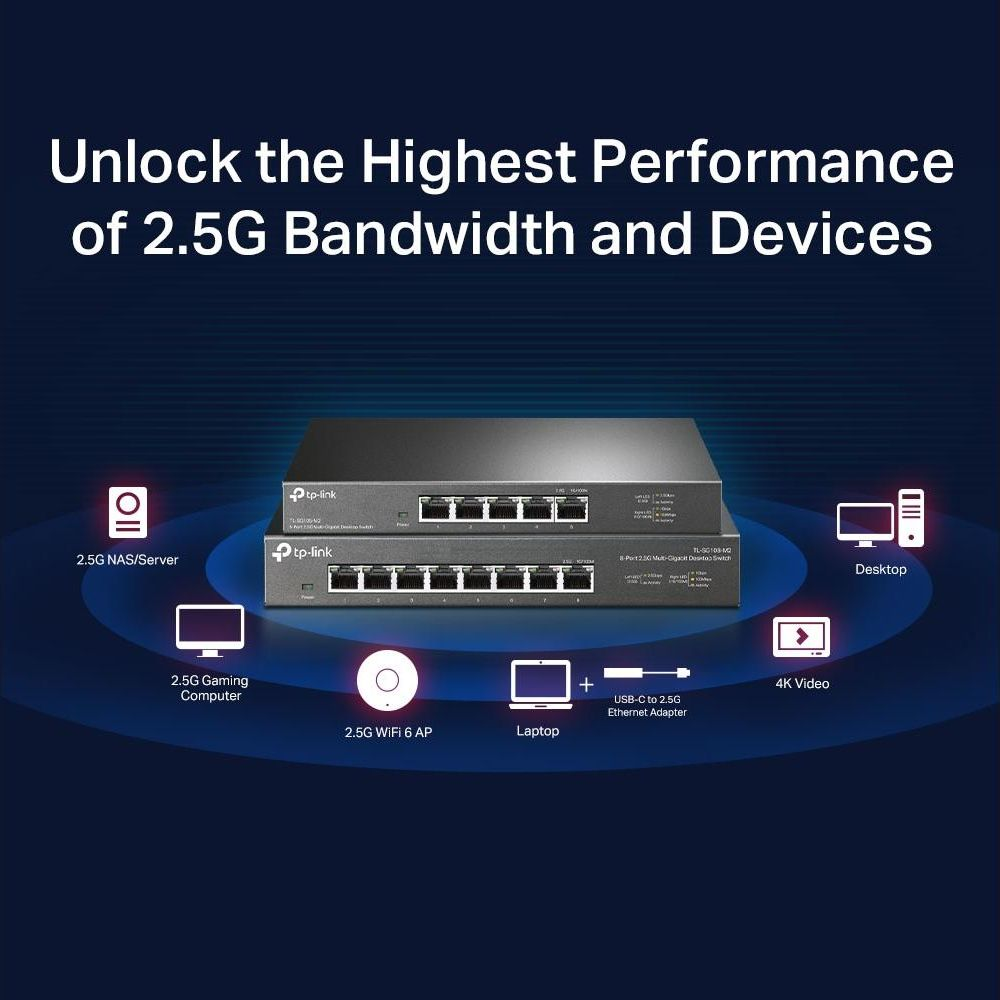 TP-Link 2,5G-Switches verbinden NAS, Gaming-PC, Laptop, AP, Desktop und 4K-Video.