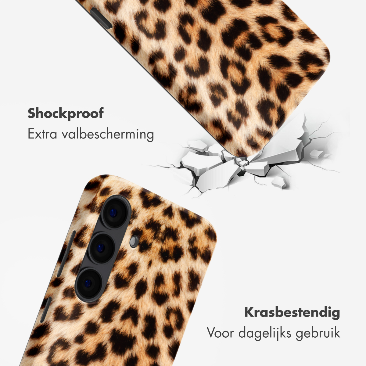 Coque de téléphone motif léopard traversant le sol. Antichoc et résistant aux rayures.