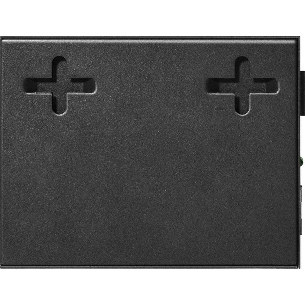 Boîtier noir avec deux découpes en forme de croix sur le dessus.