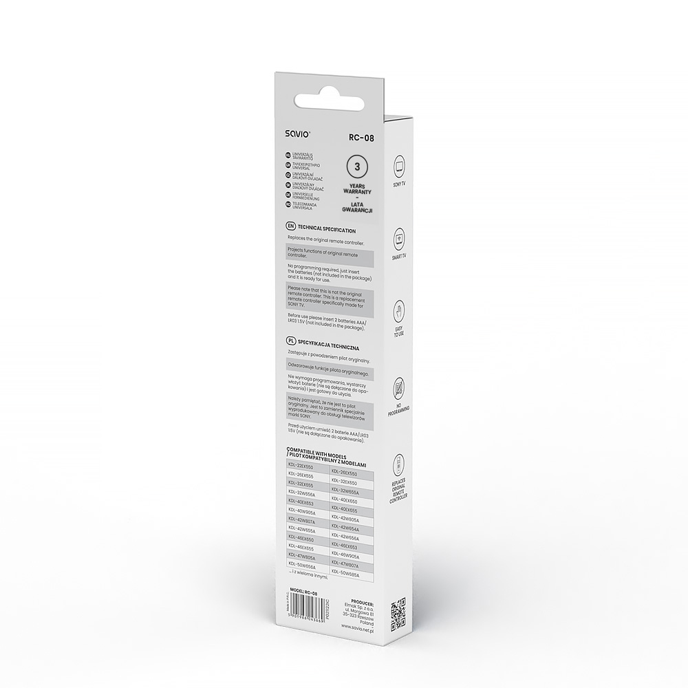 Opakowanie zamiennego pilota SONY RC-08.