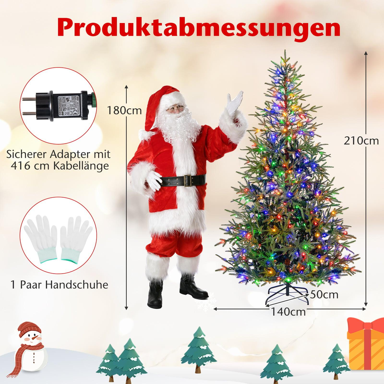 Kerstboom met lichtjes, Kerstman, adapter & handschoenen met afmetingen.