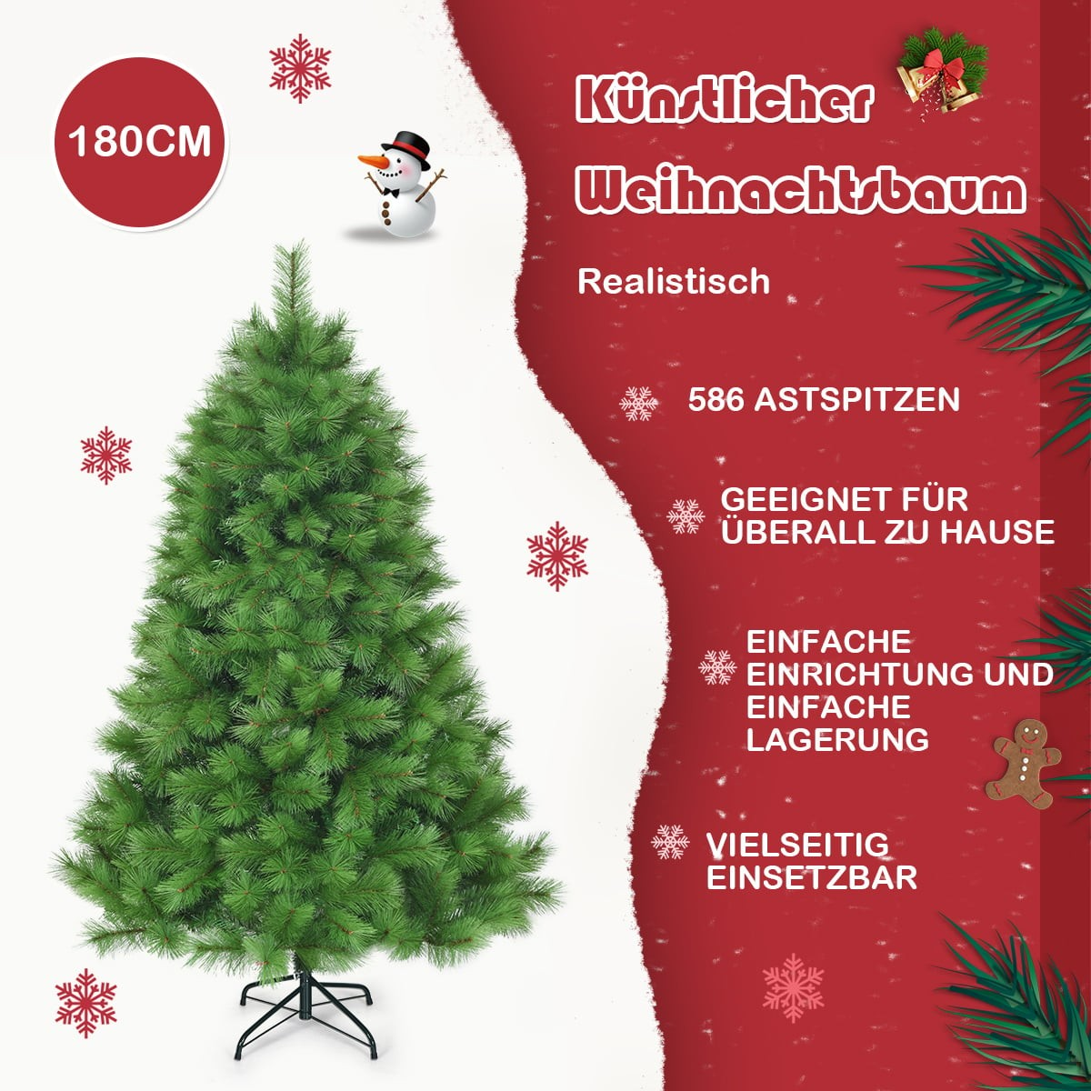 Een 180cm kunstkerstboom met 586 takpunten.