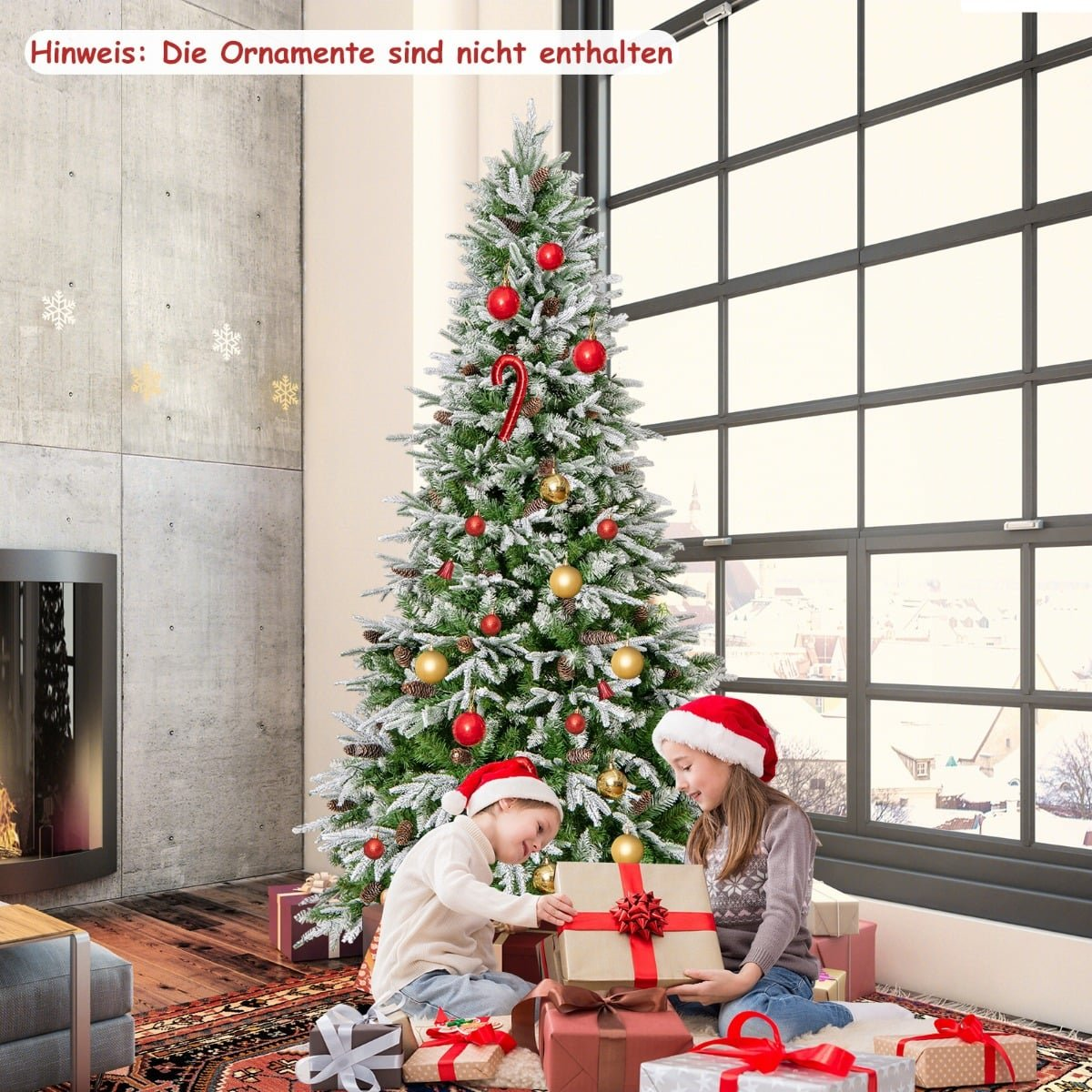 Kinderen openen cadeaus bij een kerstboom.