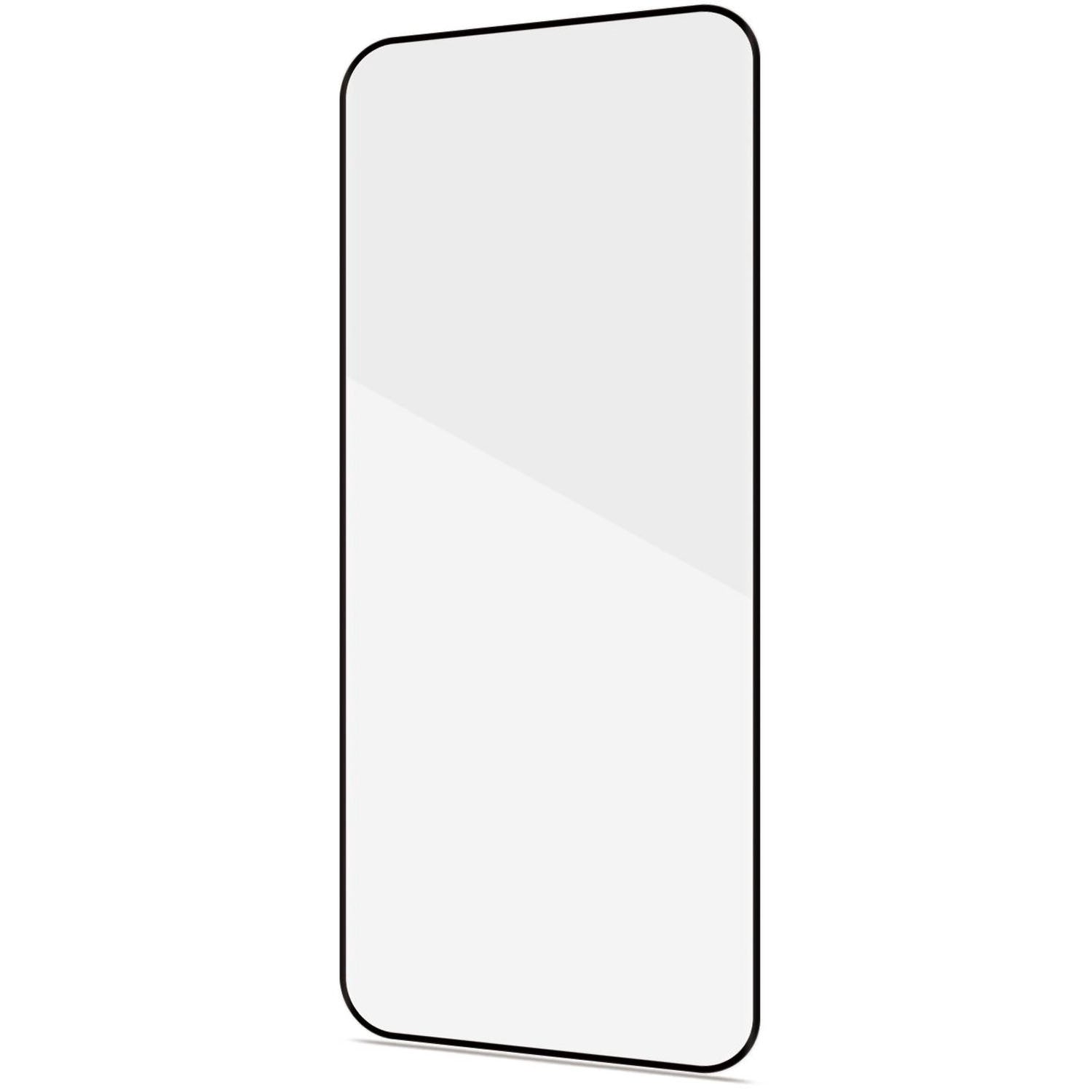 Una protezione dello schermo trasparente per smartphone con angoli arrotondati.