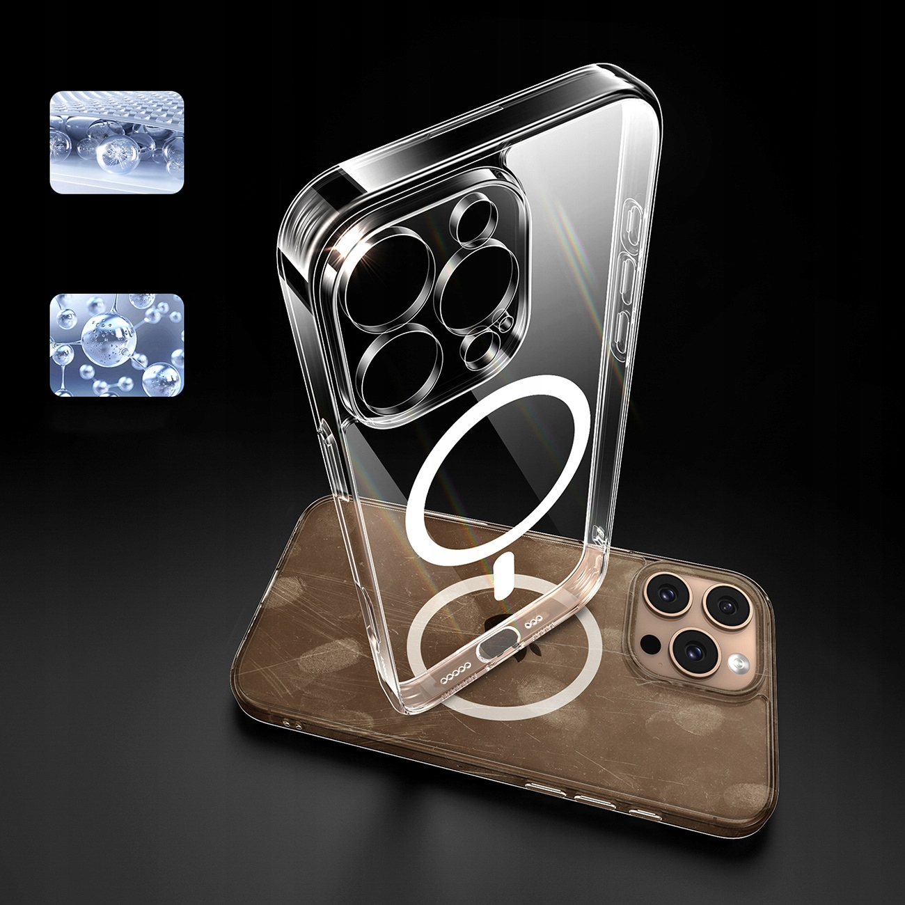 Custodia trasparente per telefono con anello magnetico su un telefono