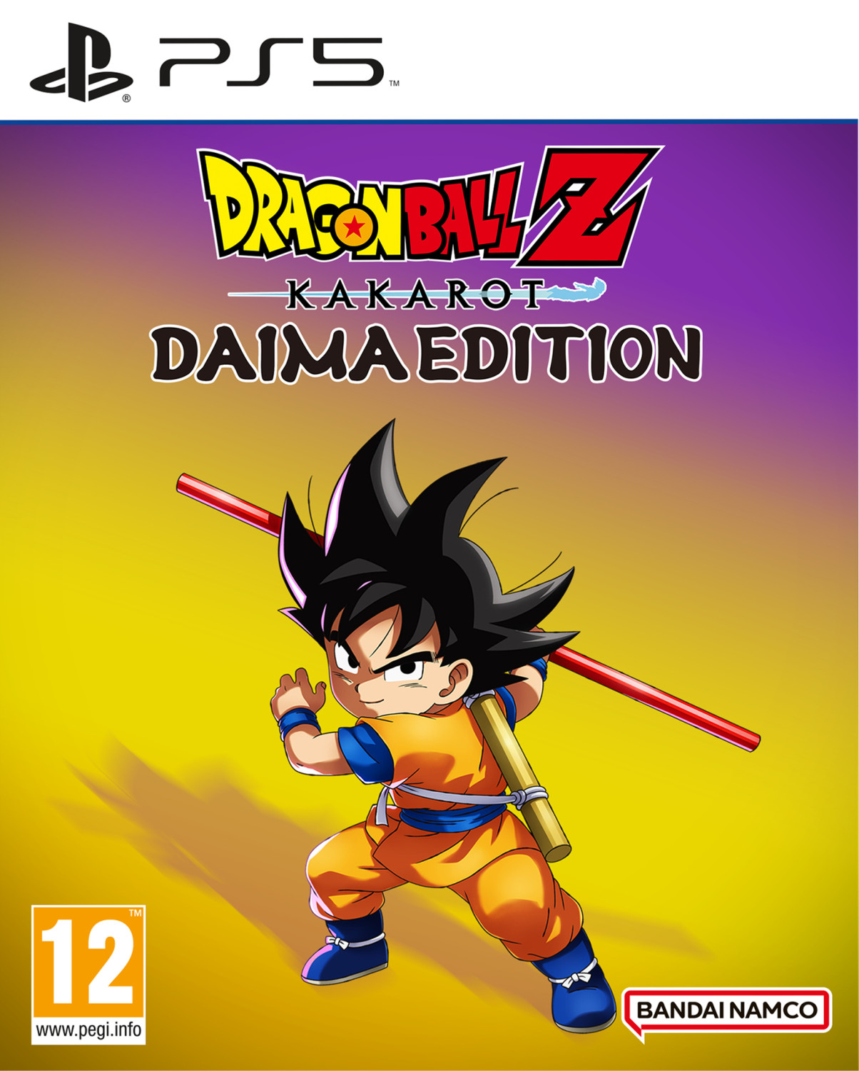 Copertina PS5 Dragon Ball Z Kakarot Daima Edition con Goku in stile anime.