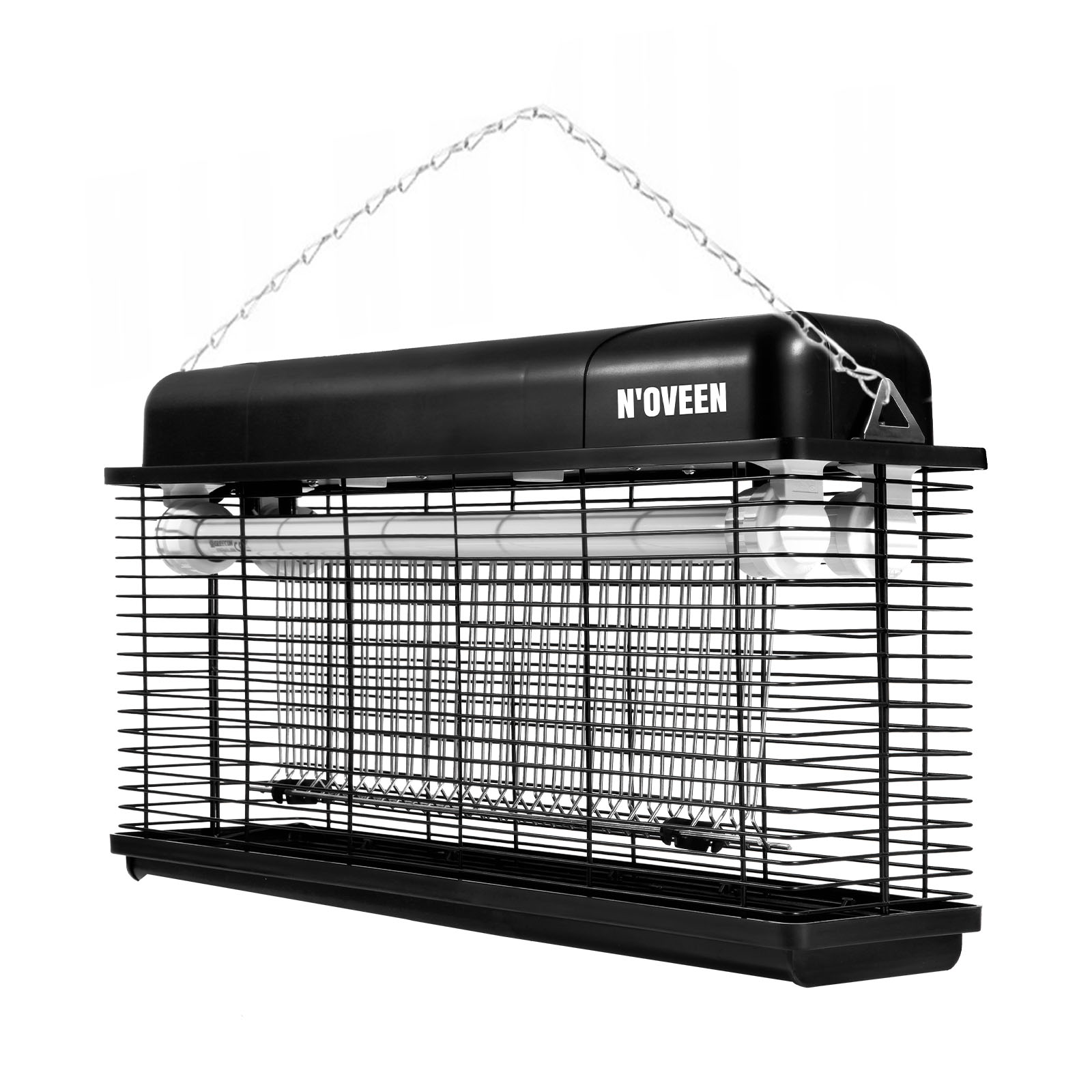 Czarny zabójca owadów z łańcuchem do zawieszenia, z wewnętrzną lampą.