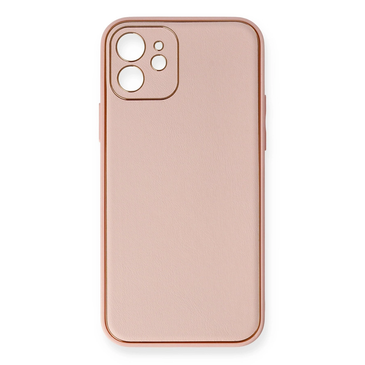 NEWFACE iPhone 12 Uyumlu Coco Deri Silikon Kapak Telefon Kılıfı Pembe