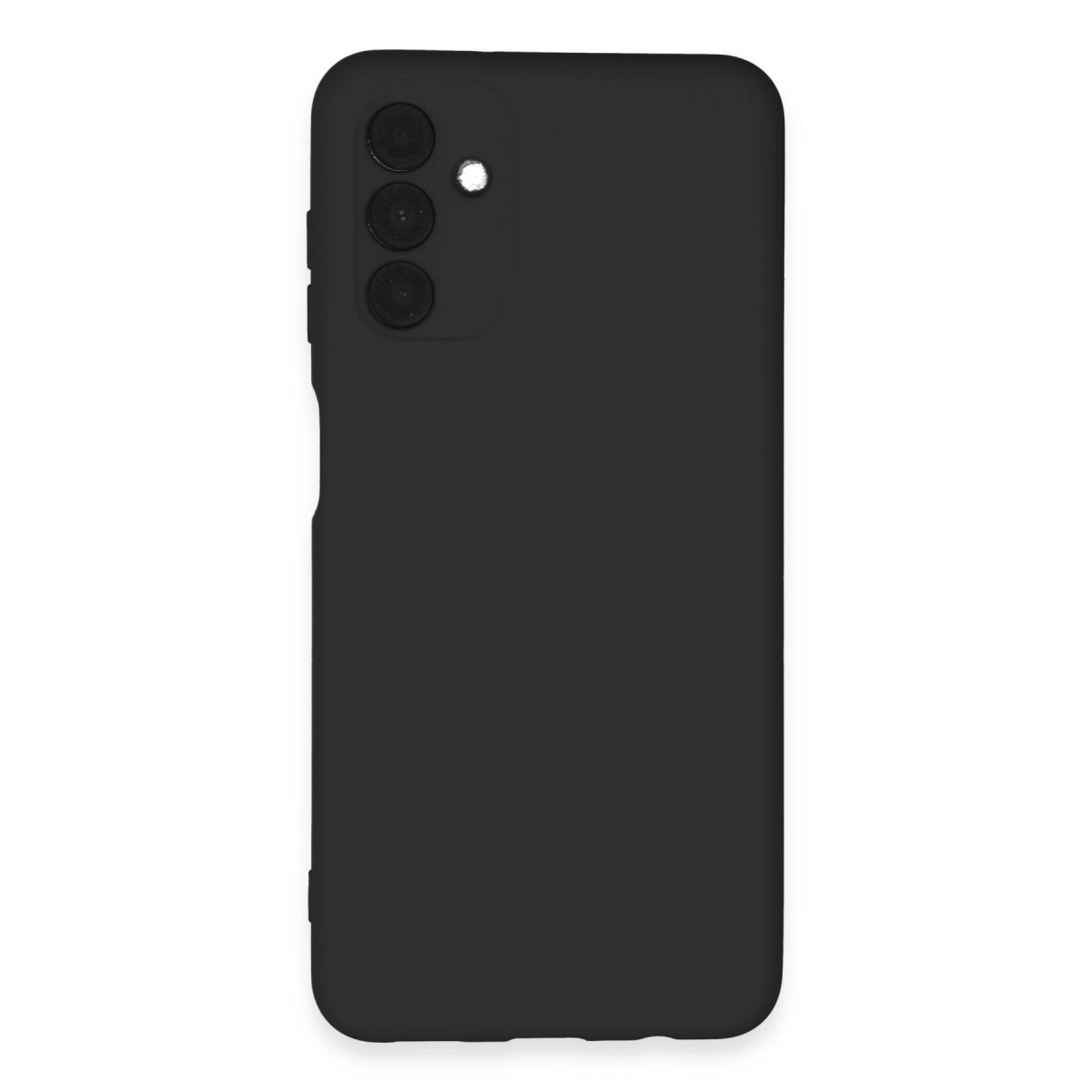 Sol üstte üç kamera lensi ve flaşı olan siyah akıllı telefon.