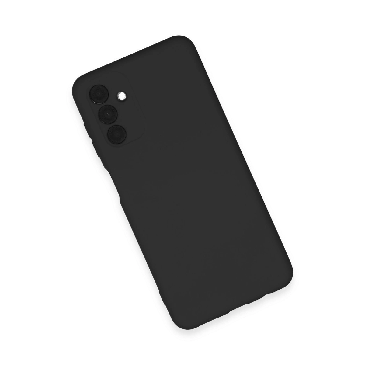 Beyaz arka plan üzerinde üç kameralı siyah akıllı telefon.