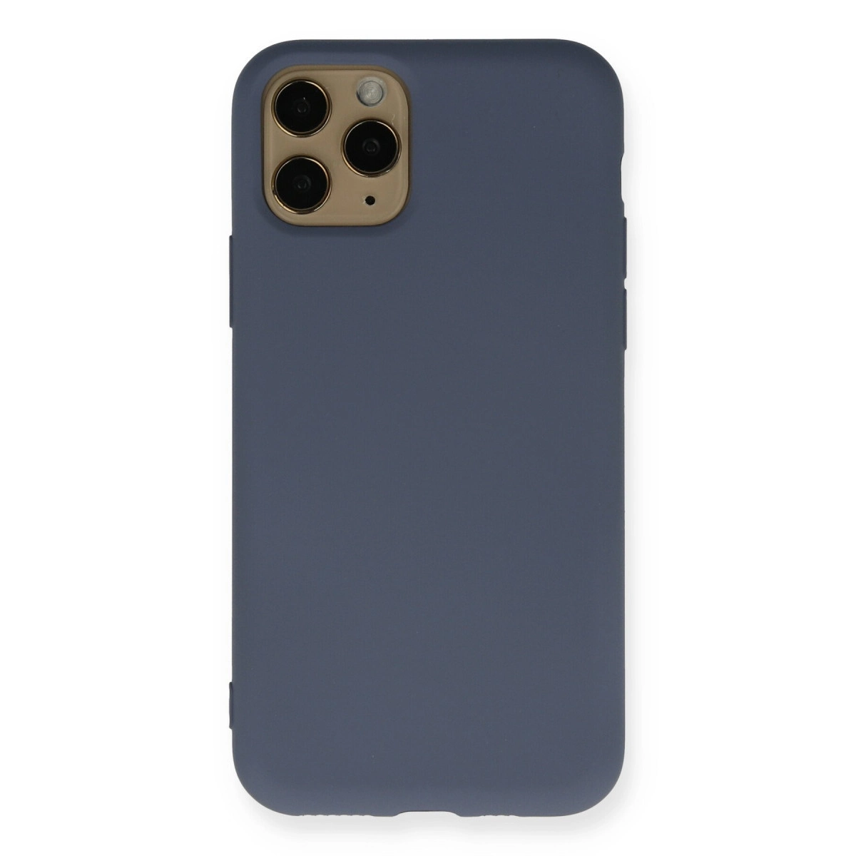Arkada üçlü kamera kesiği olan koyu gri telefon kılıfı.