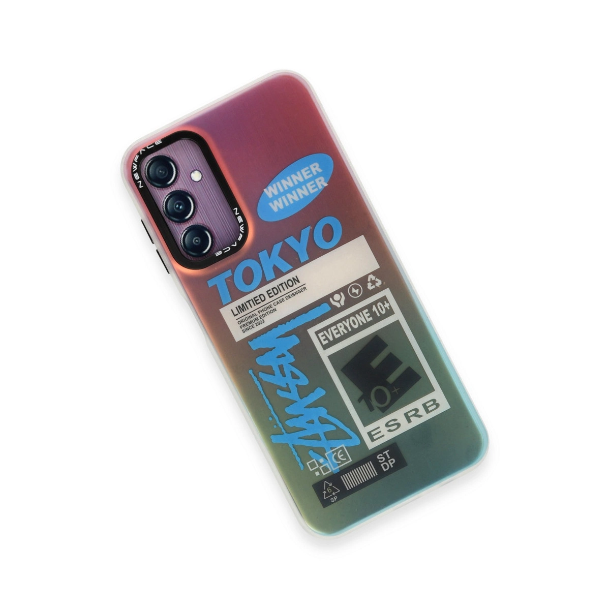 ESRB derecelendirmeli "Tokyo" baskılı telefon kılıfı.