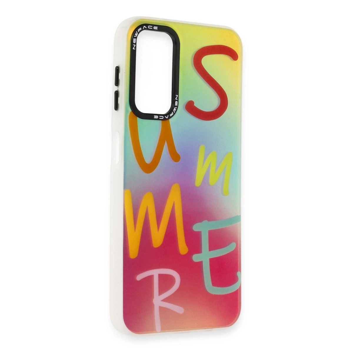 Renkli telefon kılıfı, "SUMMER" yazısı ve renk geçişli.