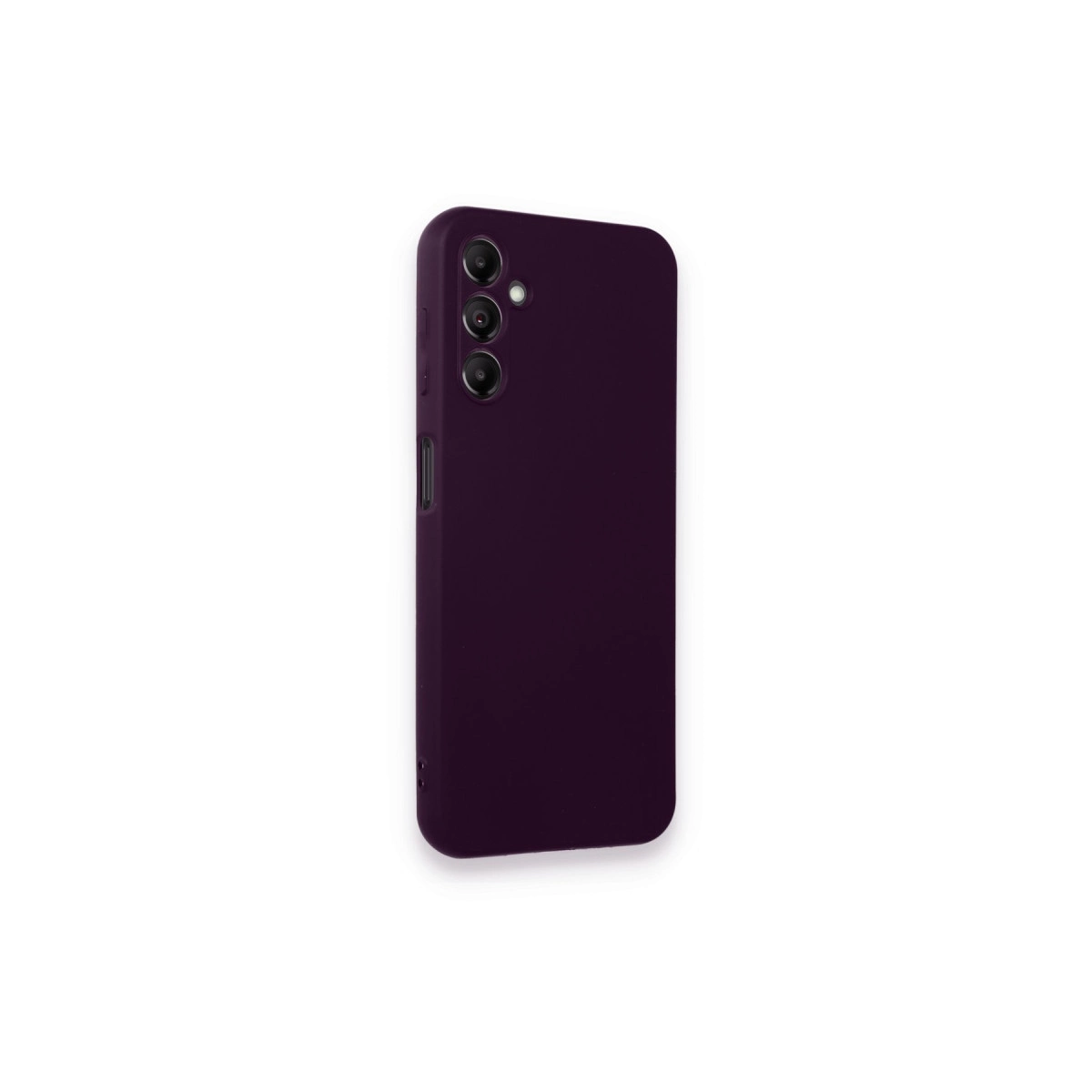 Arkada üç kamerası olan koyu mor telefon kılıfı.