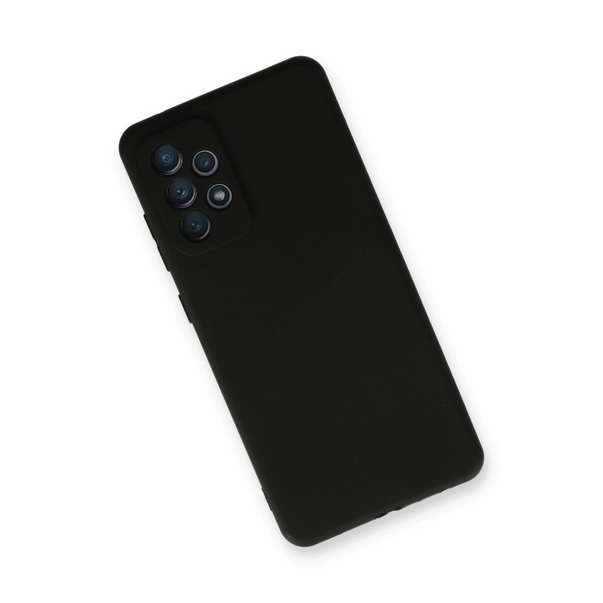 Arkada altı kameralı siyah akıllı telefon, beyaz arka plan üzerinde.