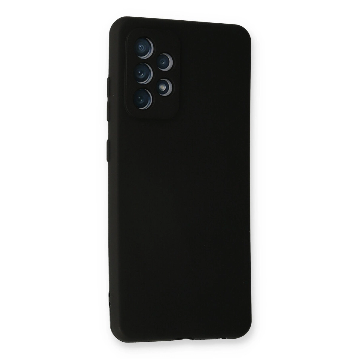 Arkada dört kamera lensi olan siyah telefon kılıfı.