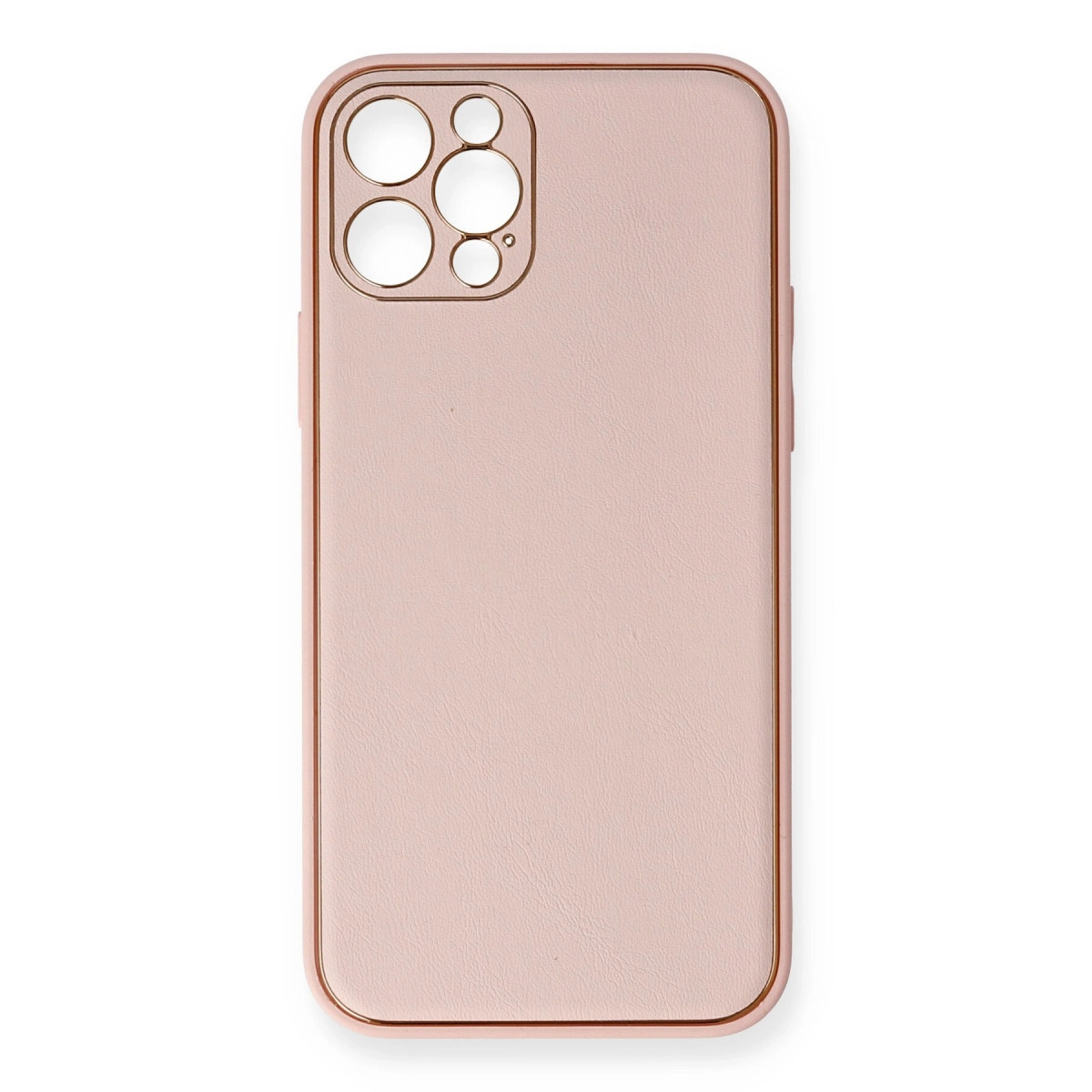Dört kamera lensi için kesimli pembe telefon kılıfı.